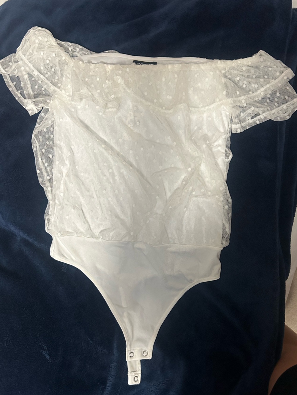 Express White Sheer Dot Tank Bodysuit